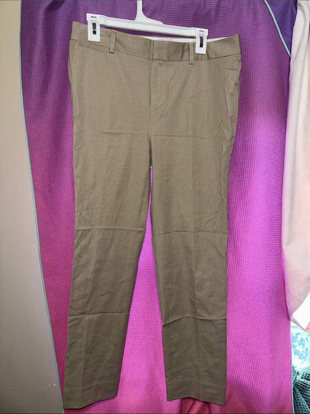 crown & ivy Olive size 10 Straight-Leg bi stretch Dress Pants nwot